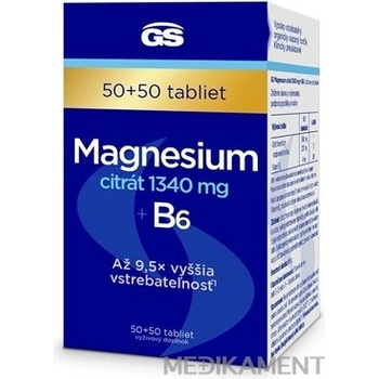 GS Magnesium citrát 1340mg + B6 50 + 50 tabliet