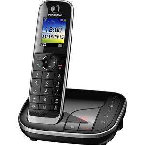 Panasonic KX-TGJ320GB cordless telephone with answering machine, hands-free system, color LCD, DECT security, low radiation, long-lasting battery, black (KX-TGJ320GB) Телефонни апарати