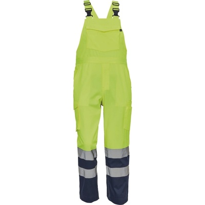 Cerva Pánské HI VIS pracovní nohavice s laclem LORCA HV nohavice s laclem žltá navy