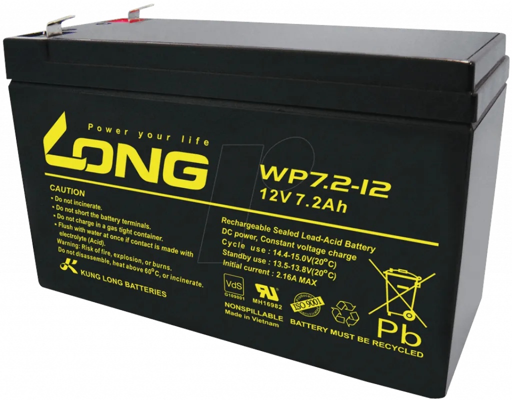 Long Aкумулаторна батерия Long WP7.2-12A, 12V 7.2Ah F2, за UPS, 151 х 65 х 94 мм (WP7.2-12A)