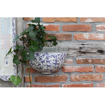ESSCHERT DESIGN Nástenný kvetináč modrobiela keramika "AGED CERAMIC" 27,5 cm