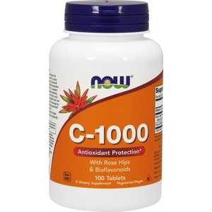 NOW Хранителна добавка витамин Ц с шипки 100мг, Now Foods C-1000 w/ ROSE HIPS & Bioflavonoids, 100 Tabs