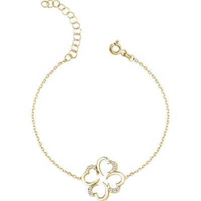 Lunica Stříbrný náramek zlatý ČTYŘLÍSTEK 1012