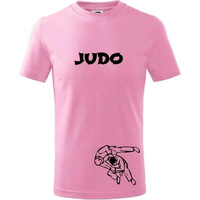 Judo nápis postavy tričko dětské bavlněné růžová