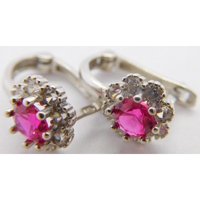 Klenoty Budín dámské/dívčí zlaté s červeným rubínem a zirkony HK2011