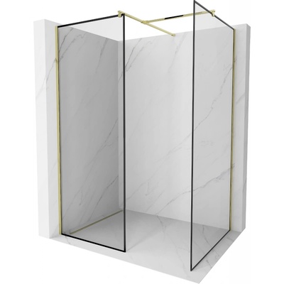 Mexen Kioto стенна преграда за душ Walk-in 150 x 90 см, черна рамка, златна - 800-150-202-50-70-090 (800-150-202-50-70-090)