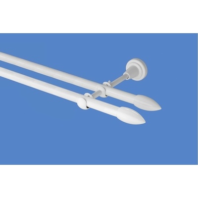 OK-GarnýžeCZ Garnýž kovová dvouřadá 16mm Špice double bílá 100 cm do stěny / na tunýlek - bez kroužků – Sleviste.cz