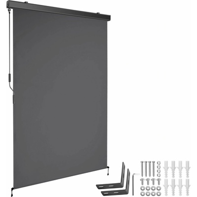 tectake 406136 svislá markýza eloise se 2 nástěnnými držáky - 120 x 250 cm,tmavě šedá
