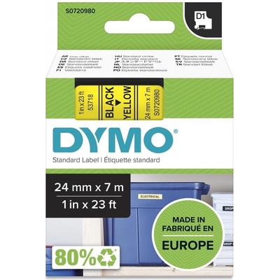 DYMO páska D1 24mm x 7m, černá na žluté, 53718, S0720980