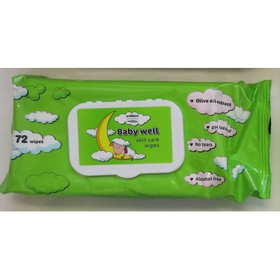 Baby Well vlhčené utierky Olive Oil 72 ks