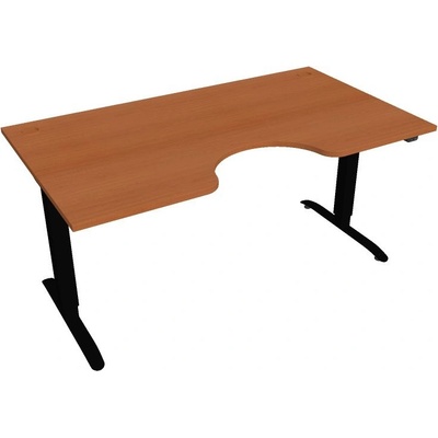 Hobis Office Pro psací stůl Motion MS ERGO 2 Šířka: 160 cm, Barva desky: třešeň, Barva kovu: černá RAL 9005 Šířka 120-180 cm / 27 barevných variant