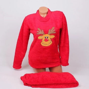 Image 1 of Пухкава коледна пижама в червено с елен
