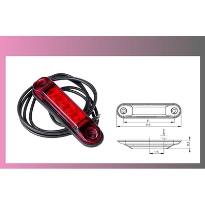 svetlo obrys.LED červené 12/24V- /4-LEDKY/