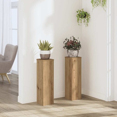 vidaXL Стойки за растения 2 бр дъб артизан 17x17x60 см инженерно дърво (852941)