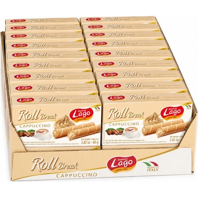 Gastone Lago Roll Break plněné trubičky s příchutí cappuccino 12 x 80 g