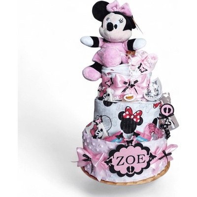 BabyDort třípatrový plenkový dort pro miminko MINNIE MOUSE – Zboží Mobilmania