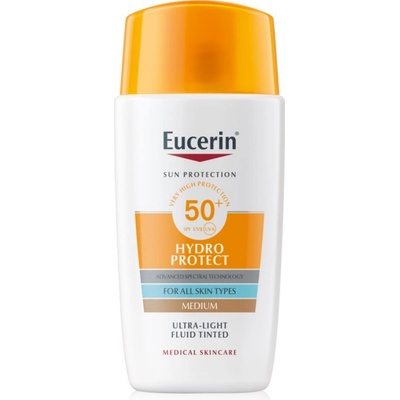 Eucerin Sun Hydro Protect тониращ слънцезащитен флуид SPF 50+ цвят Medium 50ml