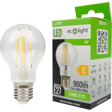 ECOLIGHT LED žiarovka filament E27 8W teplá biela