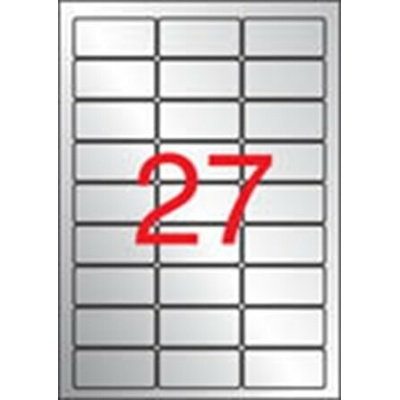 Etikety, 63,5x29,6 mm, polyester, odolné voči poveternostným podmienkam, zaoblené rohy, APLI, striebor, 540 etikiet bal