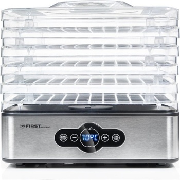 Technoarena. bg Уред за сушене на плодове First Austria FA-5126-5, 240W, 5 нива, Без BPA, Термостат, Таймер до 99ч, 35 до 70C, Инокс/Черен (999FA51265)