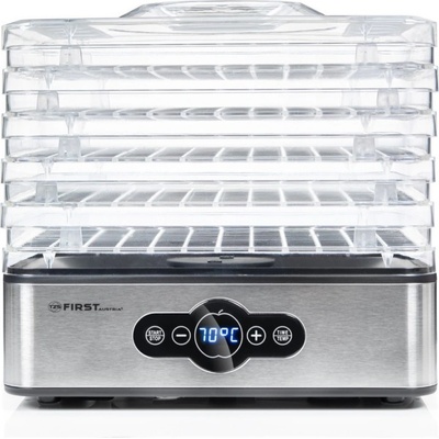 Technoarena. bg Уред за сушене на плодове First Austria FA-5126-5, 240W, 5 нива, Без BPA, Термостат, Таймер до 99ч, 35 до 70C, Инокс/Черен (999FA51265)