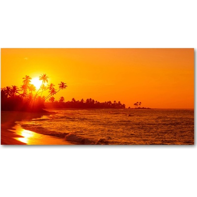 Foto obraz sklo tvrzené Západ slnka pláž 100x50 cm