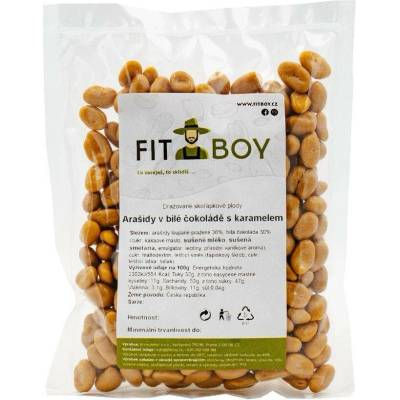 FITBOY Arašídy v bílé čokoládě s karamelem 250 g