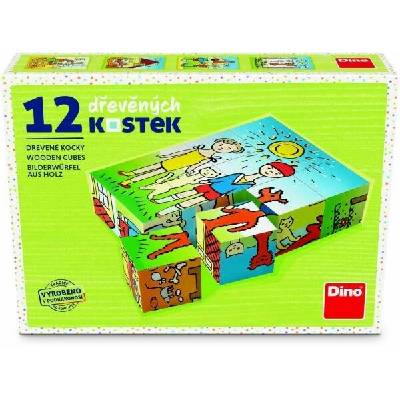 Dino Kubus set 12 ks Pejsek a kočička obrázkové kostky