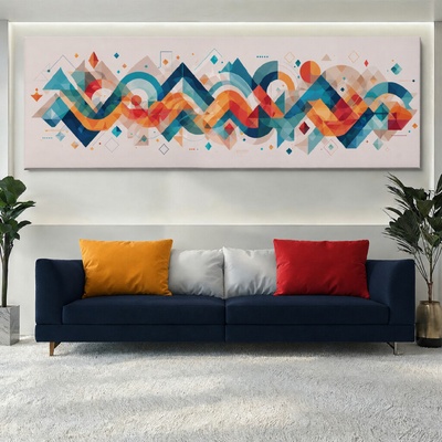 Obraz na plátně - Ve vlnách barev FeelHappy.cz Rozměr obrazu (Šířka x Výška): 90 x 30 cm