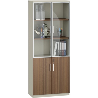 RFG Шкаф Elmaz RFG, 800 х 400 х 2000 mm, със стъклени врати, дъб и сиво