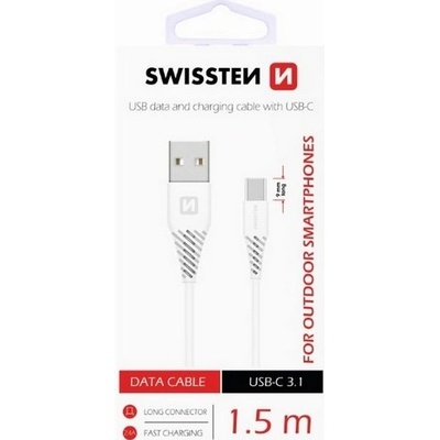 Swissten 36889 pro outdoorové smartphony USB-C (Type-C), 1,5m bílý