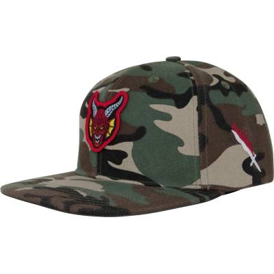 SANTA CRUZ STRANGER THINGS HELLFIRE CLUB SNAPBACK STRUCTURED HAT CAMO