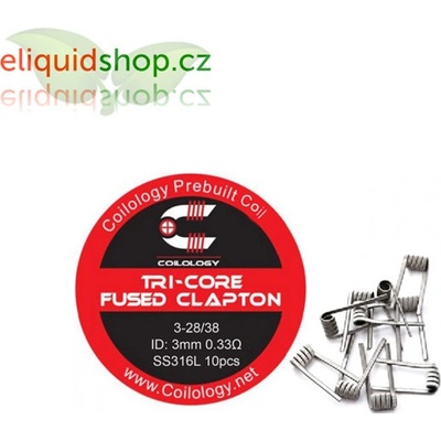 Coilology Předmotané spirálky Tri-Core Fused Clapton SS316L 0,33ohm 10ks