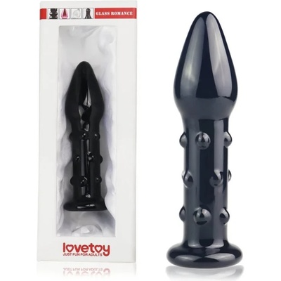 Стъклен анален разширител, релефен, 13, 9см. - Glass Romance Black (LVTOY00586)
