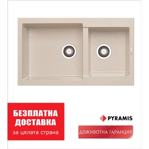 Pyramis Пирогранитна мивка alazia (86x50) 1 3/4b Мивка за вграждане