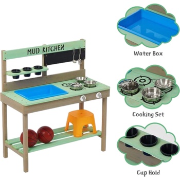 Ginger Home Детска Дървена Кухня ginger home Градинска 80х37х88 см. 2424 (2424)