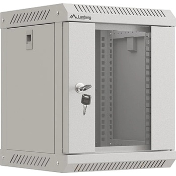 Lanberg rack cabinet 10" wall-mount 6U/300x300 (flat pack) with glass door grey (WF11-3306-10S)