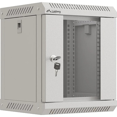 Lanberg rack cabinet 10" wall-mount 6U/300x300 (flat pack) with glass door grey (WF11-3306-10S)