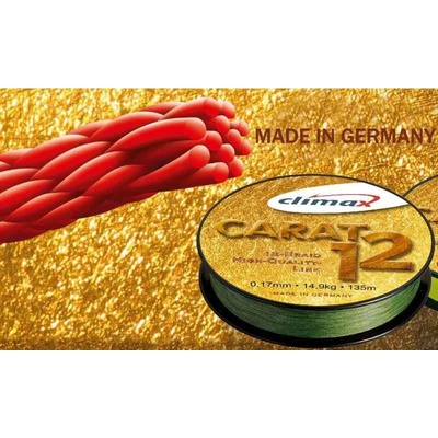 Climax Přívlačová šnůra Carat 12 Oliva 135m 0,17mm 14,9kg