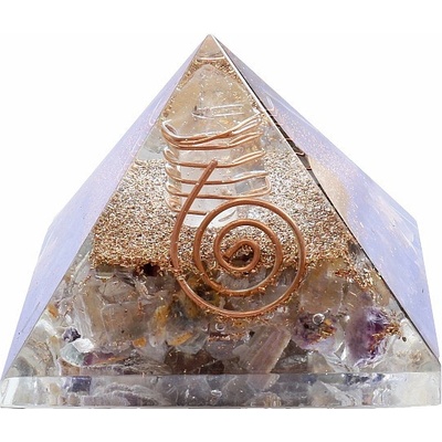 Nefertitis Orgonit pyramida s vícebarevným fluoritem extra NF6542 - cca 4 x 4 cm