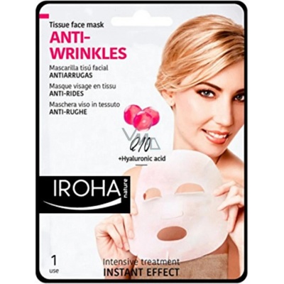 Iroha Anti-Wrinkles Tissue Face Mask látková maska proti vráskám s koenzymem Q10 a kyselinou hyaluronovou 23 ml