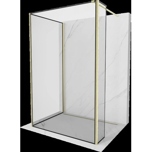 Mexen Kioto душ кабина Walk-in 110 x 80 x 30 см, черна рамка, златисто четкано - 800-110-080-221-55-70-030 (800-110-080-221-55-70-030)