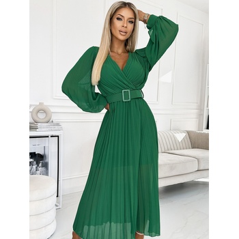 Numoco 414-3 KLARA набрана рокля с колан и деколте - зелена numoco | Zelen | ЖЕНИ | ЕДИН РАЗМЕР