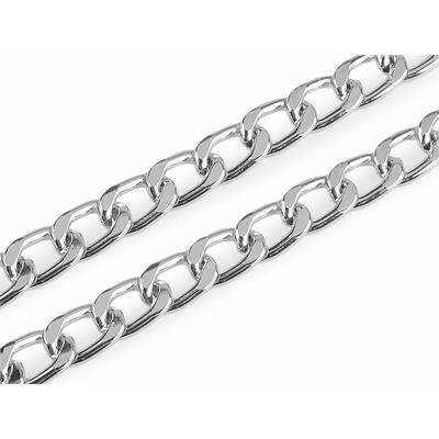Řetěz plochý lehký šíře 13 mm, metráž - 1 barva nikl