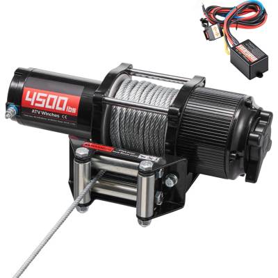 Elektrický naviják tažná síla 2041KG 12V DC s ocelovým lanem 5,8MMx12M IP55