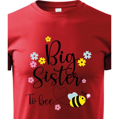 Bezvatriko.cz dětské tričko s potiskem Big sister to bee červená