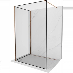 Mexen Kioto душ преграда Walk-in 100 x 70 см, черна рамка, розово злато - 800-100-212-60-70-070 (800-100-212-60-70-070)