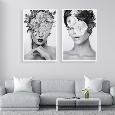 Decono Картини Черно-бели Жени и Цветя