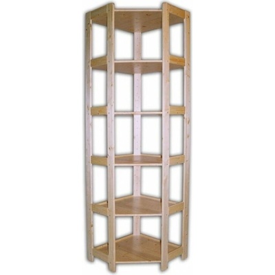 Biedrax Regál dřevěný masivní - rohový 60 x 60 x 204 cm, 6 polic Přírodní