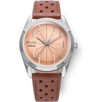 Nivada Grenchen Antarctic Spider Salmon No Date Brown Racing Strap